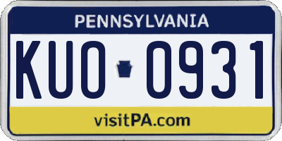 PA license plate KUO0931