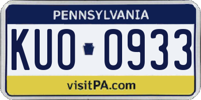 PA license plate KUO0933