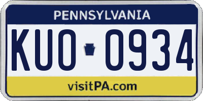 PA license plate KUO0934