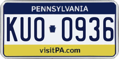 PA license plate KUO0936