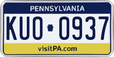 PA license plate KUO0937
