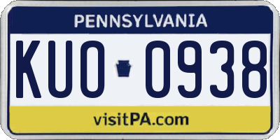 PA license plate KUO0938