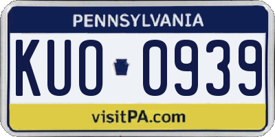 PA license plate KUO0939