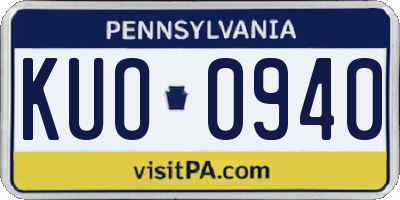 PA license plate KUO0940