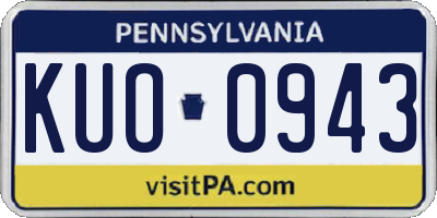 PA license plate KUO0943