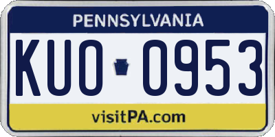 PA license plate KUO0953
