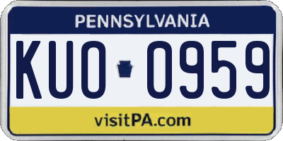PA license plate KUO0959