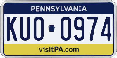 PA license plate KUO0974