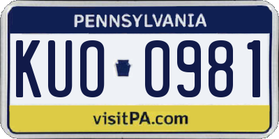 PA license plate KUO0981