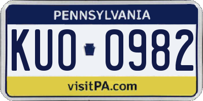 PA license plate KUO0982