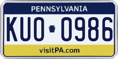 PA license plate KUO0986