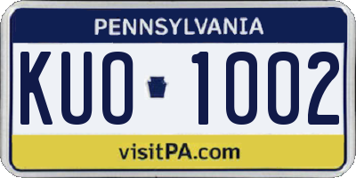 PA license plate KUO1002