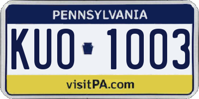PA license plate KUO1003
