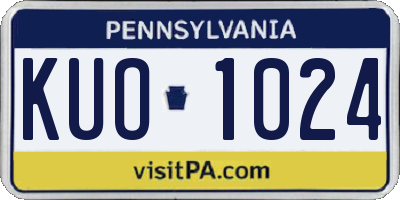 PA license plate KUO1024