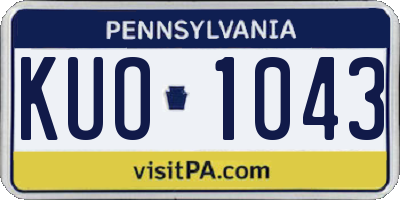 PA license plate KUO1043
