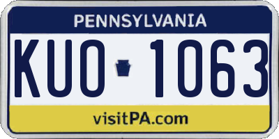 PA license plate KUO1063