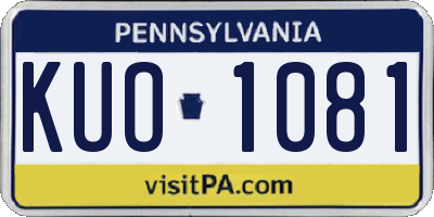PA license plate KUO1081