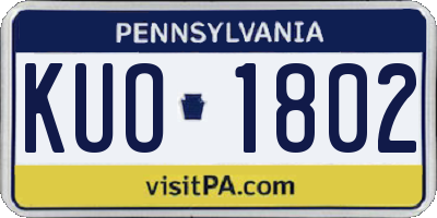 PA license plate KUO1802