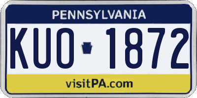 PA license plate KUO1872