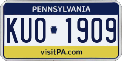 PA license plate KUO1909
