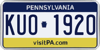 PA license plate KUO1920