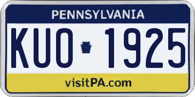 PA license plate KUO1925