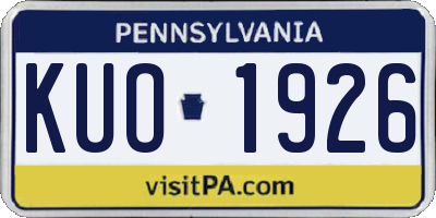PA license plate KUO1926