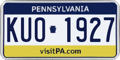 PA license plate KUO1927