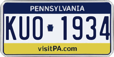 PA license plate KUO1934