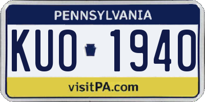 PA license plate KUO1940