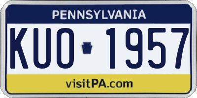 PA license plate KUO1957