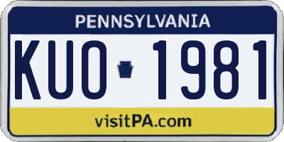 PA license plate KUO1981