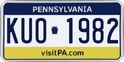 PA license plate KUO1982