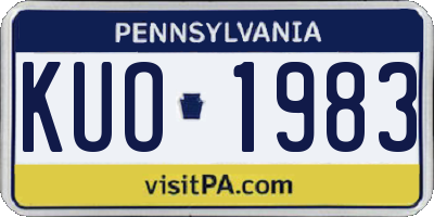 PA license plate KUO1983