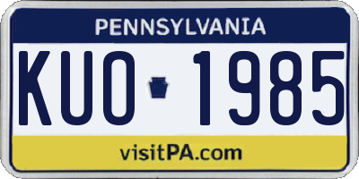 PA license plate KUO1985