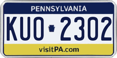 PA license plate KUO2302