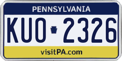 PA license plate KUO2326