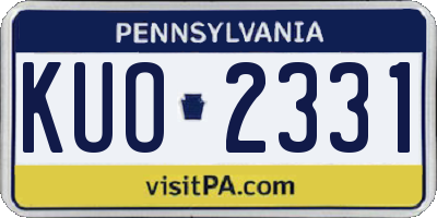 PA license plate KUO2331