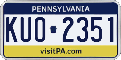 PA license plate KUO2351