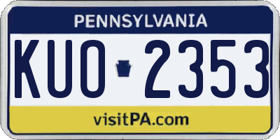 PA license plate KUO2353