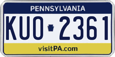 PA license plate KUO2361