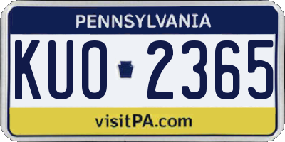 PA license plate KUO2365