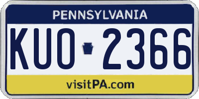PA license plate KUO2366
