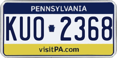 PA license plate KUO2368