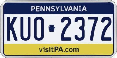 PA license plate KUO2372