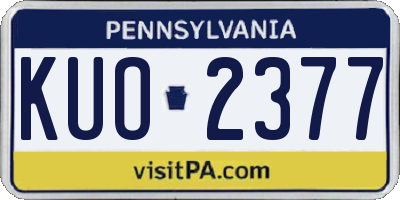 PA license plate KUO2377
