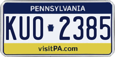 PA license plate KUO2385