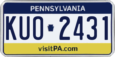 PA license plate KUO2431