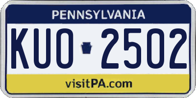PA license plate KUO2502
