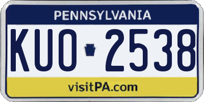 PA license plate KUO2538